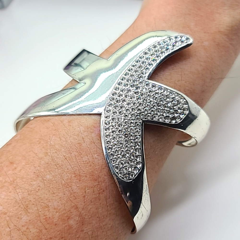 RARE $138 Brighton "Blue Water Starfish" Cuff w 150 Hand-Set Swarovski Crystals!